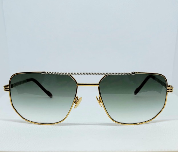 1280 gold with silver bar green lense- front
